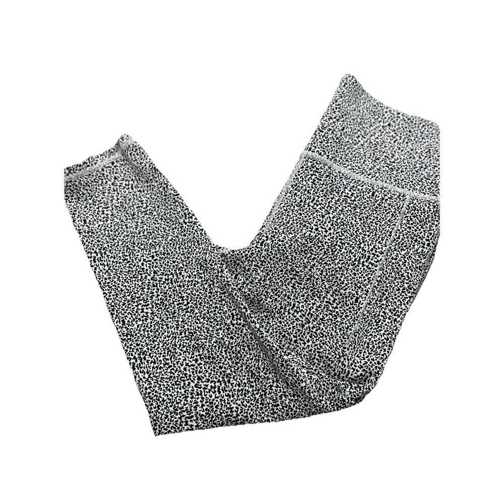 ATHLETA Black‎ And White Leggings Salutation Stash Textured Size L Cheetah
